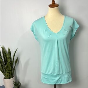 Adidas Women's Climalite Blue V-Neck Top Size Medium
